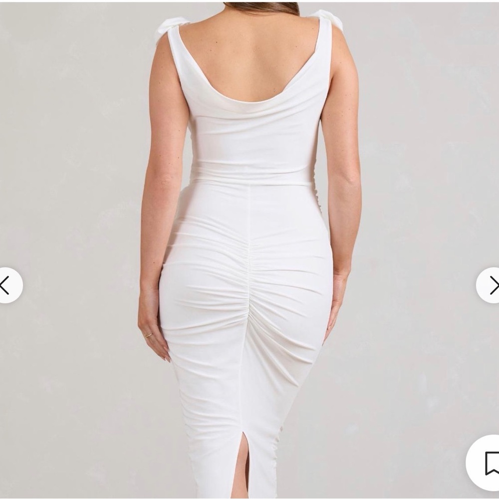 White Maternity Midi Dress - Picture 4 of 5